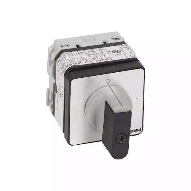 Commutateur ON-OFF 25A 2 pôles Plastron 48 x 48 mm