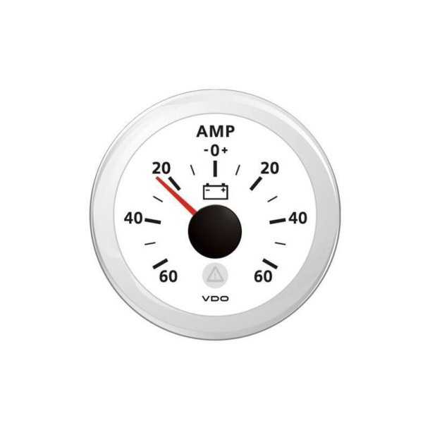 Ampèremètre diamètre 52 mm 12-24V Indicateur 60-0-60A blanc
