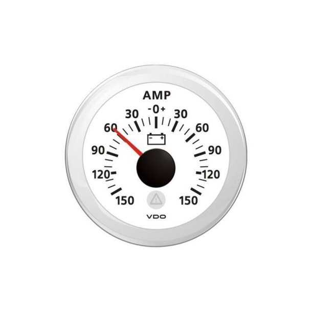 Ampèremètre diamètre 52 mm 12-24VIndicateur 150-0-150A blanc
