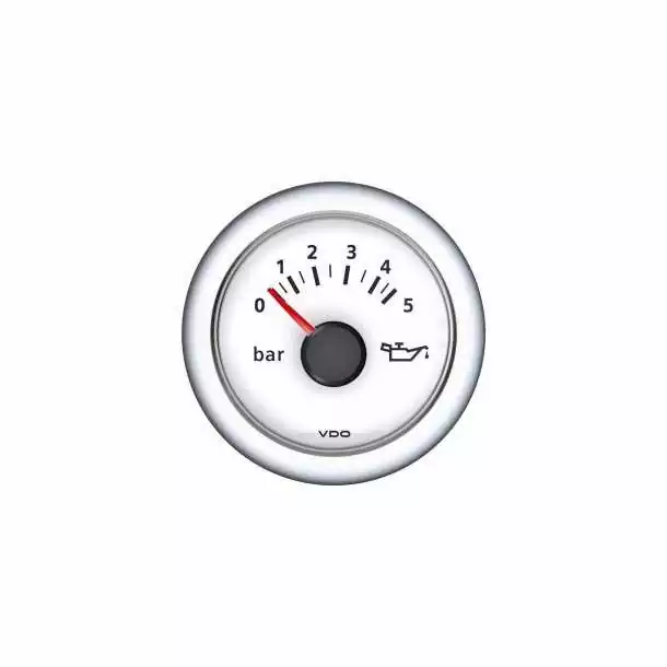 Manomètre Pression d'huile moteur diamètre 52mm 12-24V blanc Indicateur 5bars 80psii