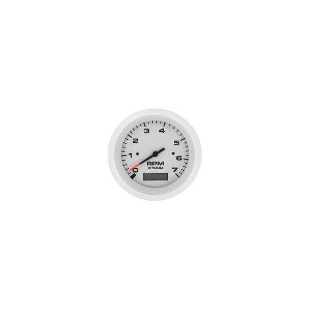 Compte-tours horamètre Affichage 0-7000 tr/mn Blanc 76mm Emetteur Bobine ou alternateur O/B