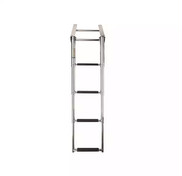 Echelle télescopique 4 marches inox rétractable dépliée 1165mm Largeur 256mm