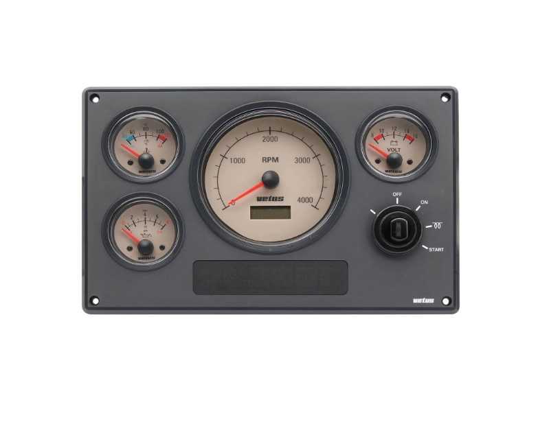 Tableau de bord moteur synthétique type MP34 12V 4 instruments beige (0-4000 rpm)