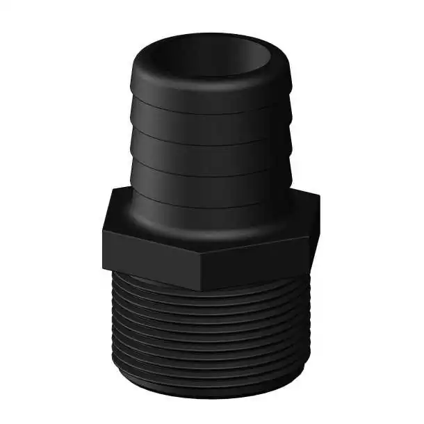 Raccord cannelé et fileté droit 3/4" BSP noir diamètre 19mm Raccord cannelé et fileté droit 3/4" BSP noir diamètre 19mm