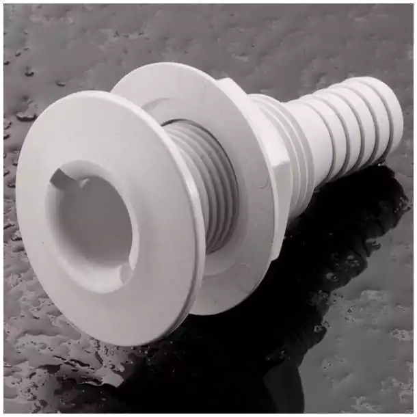 Passe-coque plastique sortie de coque fileté cannelé diamètre 18mm