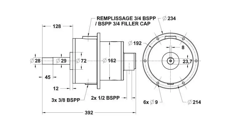 Pompe hydraulique 200 CT EMB moteurs inboard cylindrée 200 cm3/tour