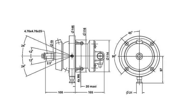 Pompe Tilt HB 5 - 26 CT avec une orientation du volant de -24° à +24°