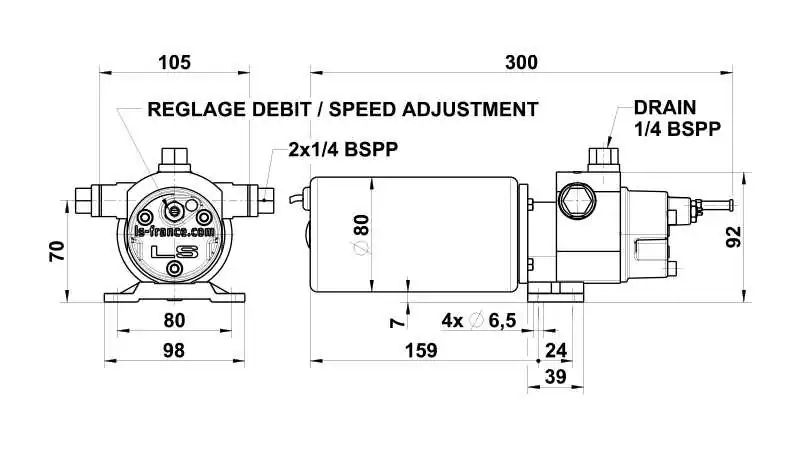 Groupe hydraulique à débit réglable RV3 24V de 0.3 à 3 L/min réversible