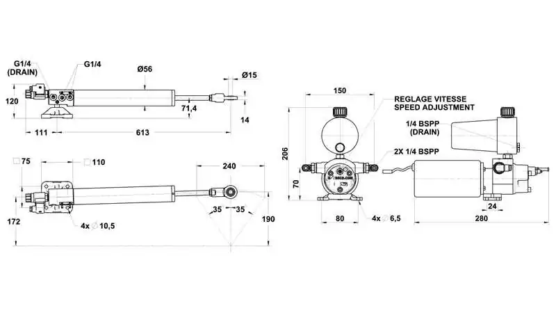 Ensemble linéaire 40 ST 16 REG DEBP Newave débit réglable 12V débit réglable