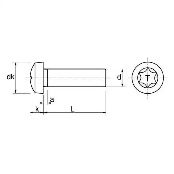 Boite de 20 vis métaux Cylindrique Torx diamètre 6mm Longueur 60mm