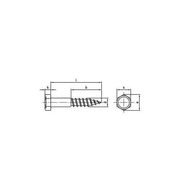 Boite de 25 tirefonds vis à bois tête hexagonale diamètre 6mm Longueur 40mm