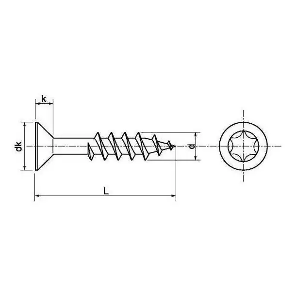 Boite de 25 vis à bois aggloméré diamètre 6mm Longueur 50mm