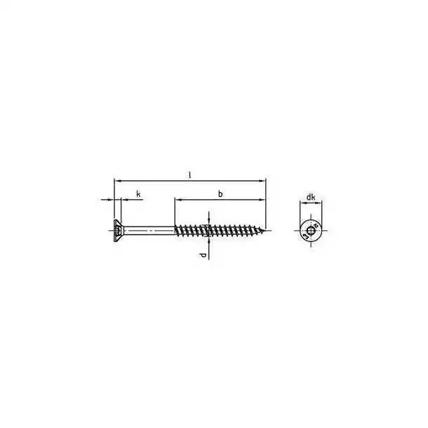 Boite de 50 vis à bois aggloméré TF TORX diamètre 4mm Longueur 25mm