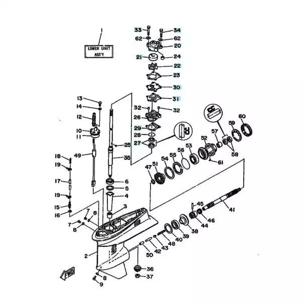 Kit de pompe à eau Yamaha 40cv 50cv et Pro 50 1984-1994 6H4-W0078-A0-00
