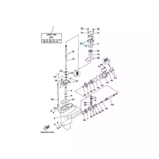 Kit de pompe à eau F9.9 T9.9 F15 9.9cv 15cv Yamaha 63V-W0078-01 plus 63V-44301-00 SIE18-3412 
