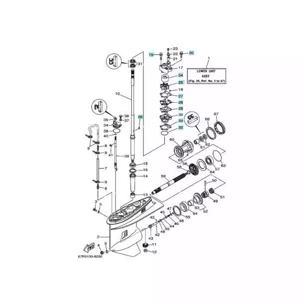 Kit pompe à eau 4T F75 à F100 Yamaha 67F-W0078-00-00