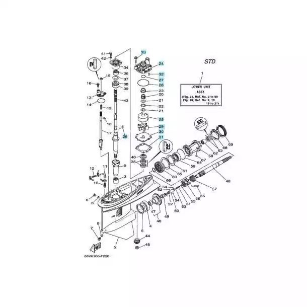 Kit de pompe à eau avec corps Yamaha 4T F80 à F200 61A-44311-01-00 68V-W0078-00-00