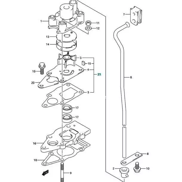 Kit pompe à eau 4T DF4 DF5 DF6 Suzuki 17400-98661 17400-986L