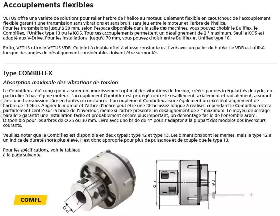 Accouplement flexible type Combiflex 12 diamètre 126mm arbre 30mm