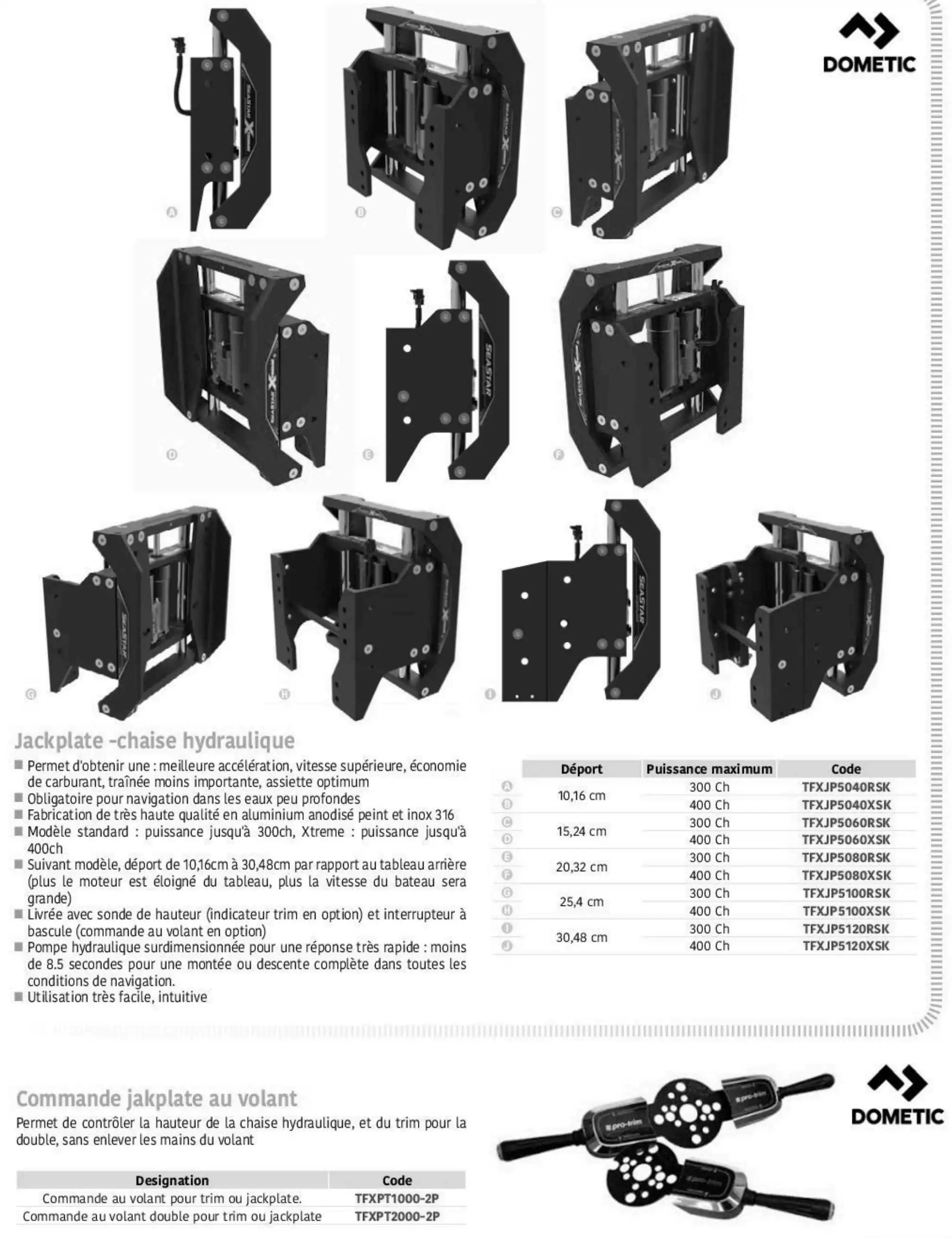 Chaise réglage manuel Jackplate Décalage 25,4 cm 10 pouces jusqu'à 250cv