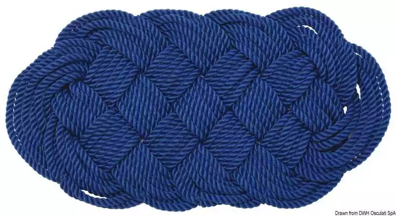 Paillasson bleu 60x32cm en corde de nylon tressée main