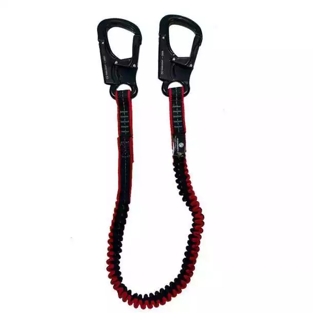Longe élastique 150cm 2 mousquetons avec témoin Sangle 23mm Longueur 1,50m