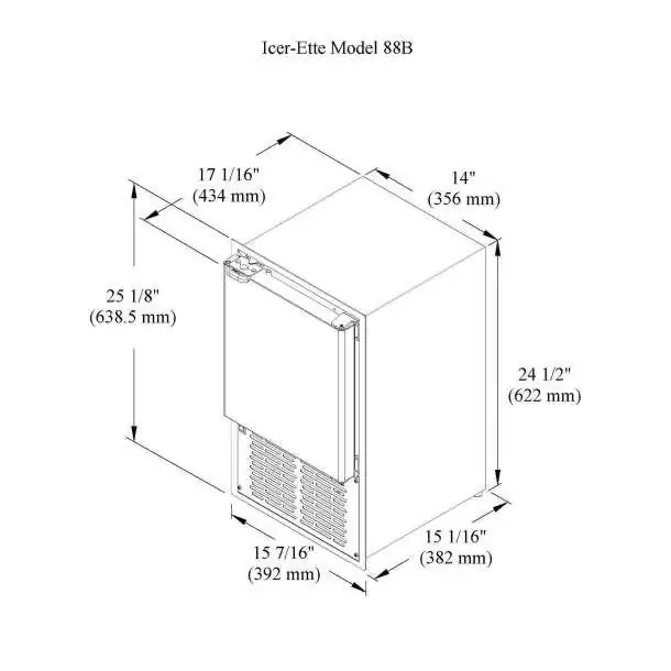 Machine à glace marine en inox Icerette 88 sans cadre 230V H622X356XP382mm