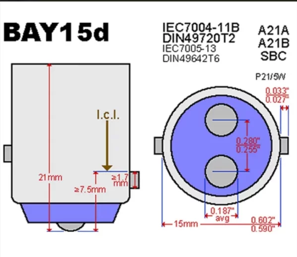 Ampoule 12V 25W BAY15D tube diamètre 26x70mm