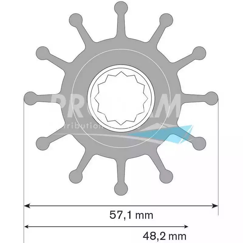Turbine JMP moyeu 12 cannelures 12 pâles