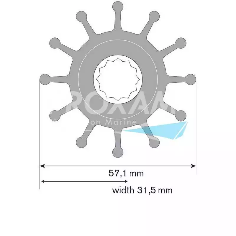 Turbine JMP moyeu 12 cannelures 12 pâles