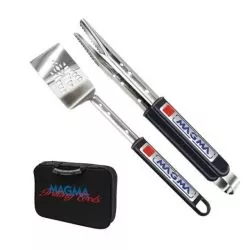 Jeu de 2 ustensiles extensible pour barbecue avec 1 sacoche 