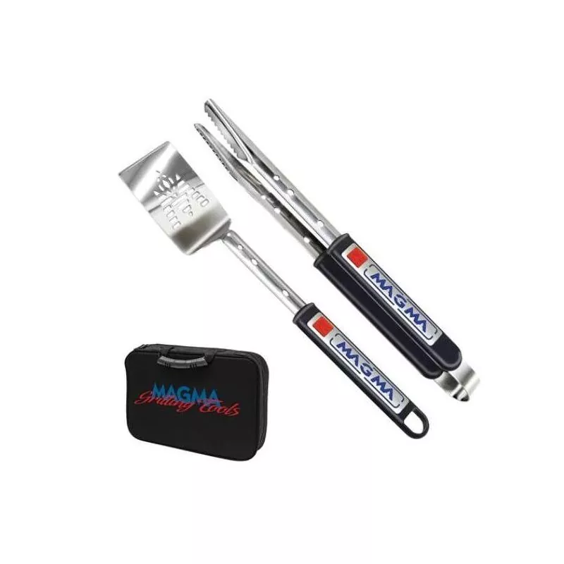 Jeu de 2 ustensiles extensible pour barbecue avec 1 sacoche 
