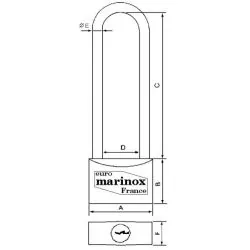 1 Cadenas inox marin anse longueur 150mm