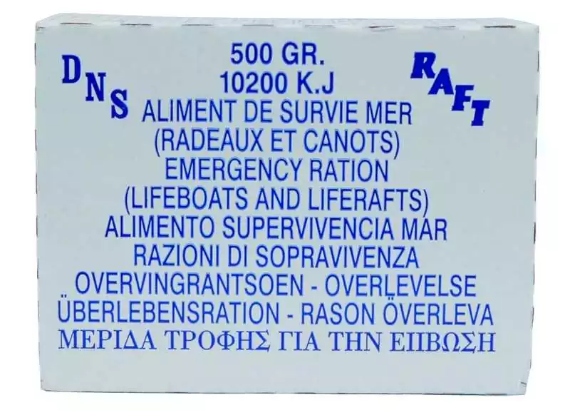 Aliments de survie 500Grs protéines végétales en tablettes radeau de survie 