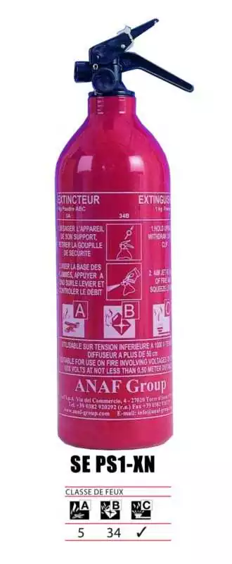 Extincteur à poudre 9Kg avec manomètre CLASSE DE FEUX 43 A - 233 B - C